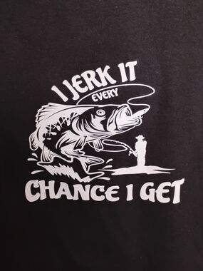 Gildan Black Short Sleeve Tee with White Fishing Graphic